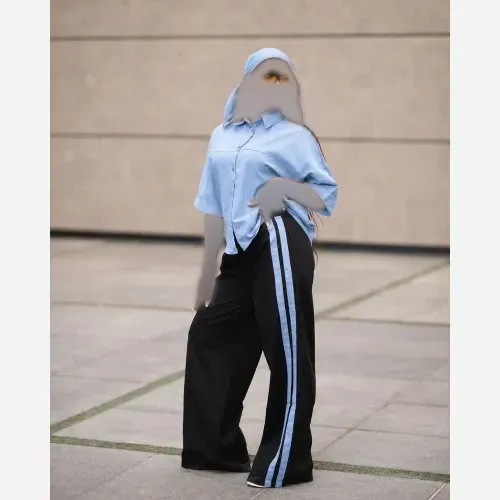 ست شومیز و شلوار زنانه مدل دو خط جنس لنین درجه یک سایز 38 تا 48