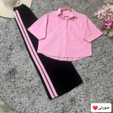 ست شومیز و شلوار زنانه مدل دو خط جنس لنین درجه یک سایز 38 تا 48