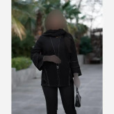 مانتو زنانه مدل آلیسا پارچه شانتون اندونزی با خرجکار گیپور پولک دوزی شده