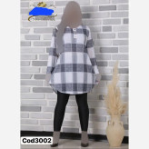 شومیز یقه گرد چهارخونه زنانه جنس پلاس خارجی سایز 38 تا 46