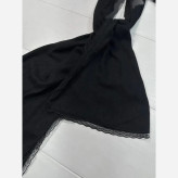 شال پلیسه لبه توری مشکی مجلسی ابعاد 60 در 180 سانتیمتر