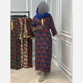 پیراهن زنانه نخی ترکمنستان نوار طلایی فری سایز مناسب 36 تا 46