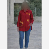 شومیز زنانه طرح نخل و خورشید جنس داکرون درجه یک