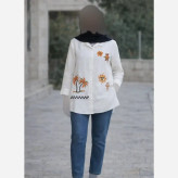 شومیز زنانه طرح نخل و خورشید جنس داکرون درجه یک