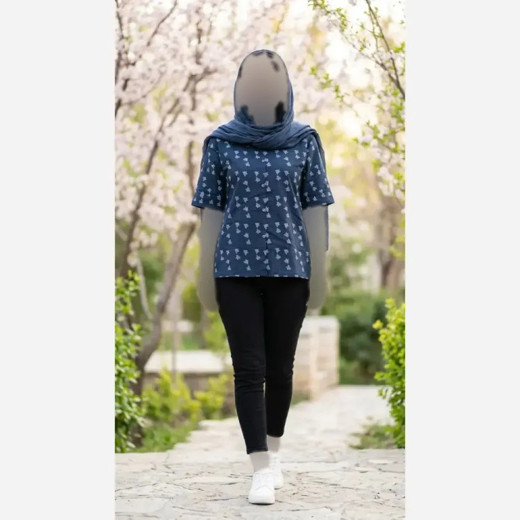 شومیز زنانه مدل باکسی طرح گل گچی جنس صوفیا درجه یک