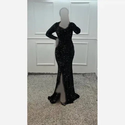 پیراهن ماکسی زنانه جنس پولک مخمل درجه یک قد 150