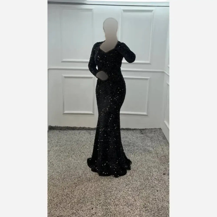پیراهن ماکسی زنانه جنس پولک مخمل درجه یک قد 150