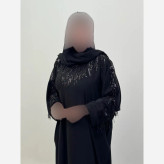 عبایی زنانه تمام ریسه جنس الیزه اصل رنگ مشکی فری سایز 38 تا 60