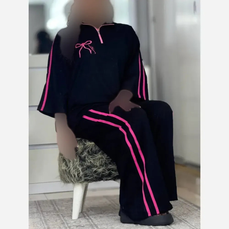 ست تیشرت و شلوار زنانه مدل ژاله جنس نخ پنبه فری سایز 38 تا 46