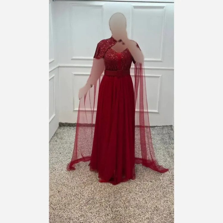 پیراهن ماکسی مجلسی زنانه پولکدار آستردار کمربنددار قد 155 سایز 36 تا 54