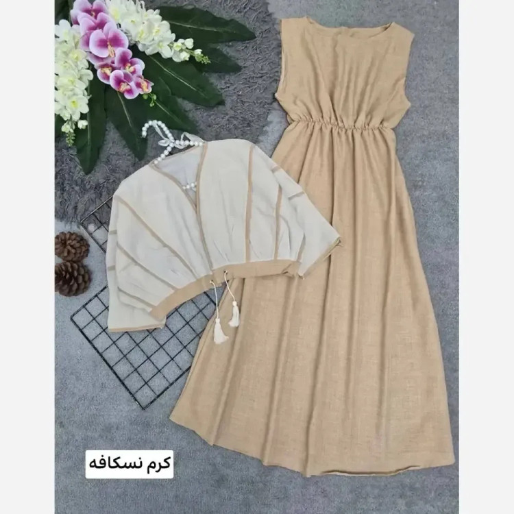 ست سارافون شانتون و کراپ لنین زنانه فری سایز مناسب 36 تا 46