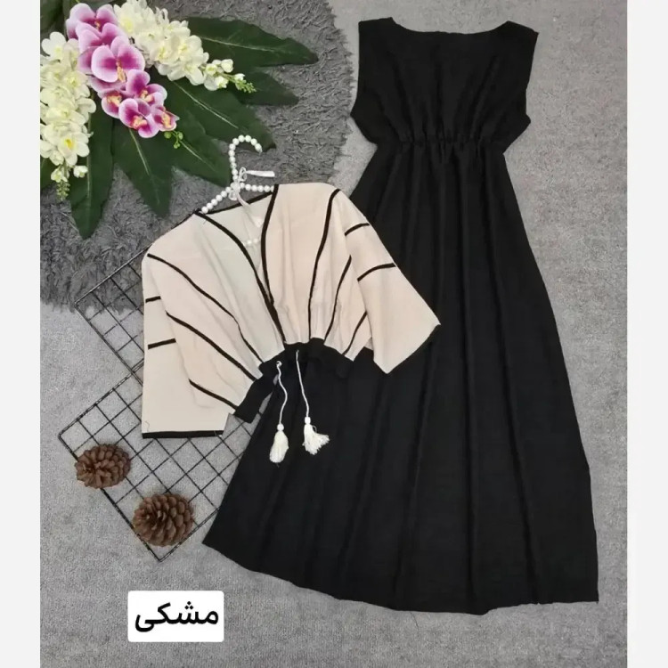 ست سارافون شانتون و کراپ لنین زنانه فری سایز مناسب 36 تا 46