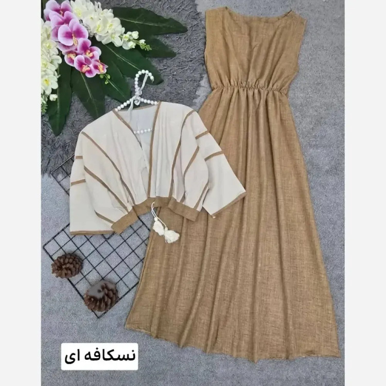 ست سارافون شانتون و کراپ لنین زنانه فری سایز مناسب 36 تا 46