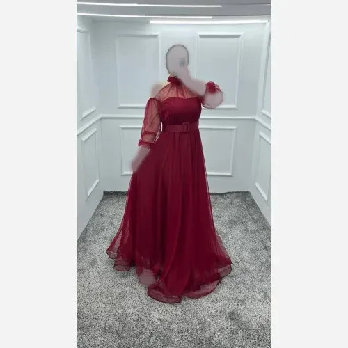 پیراهن ماکسی زنانه مجلسی تور با خرجکار نواردبی قد 152