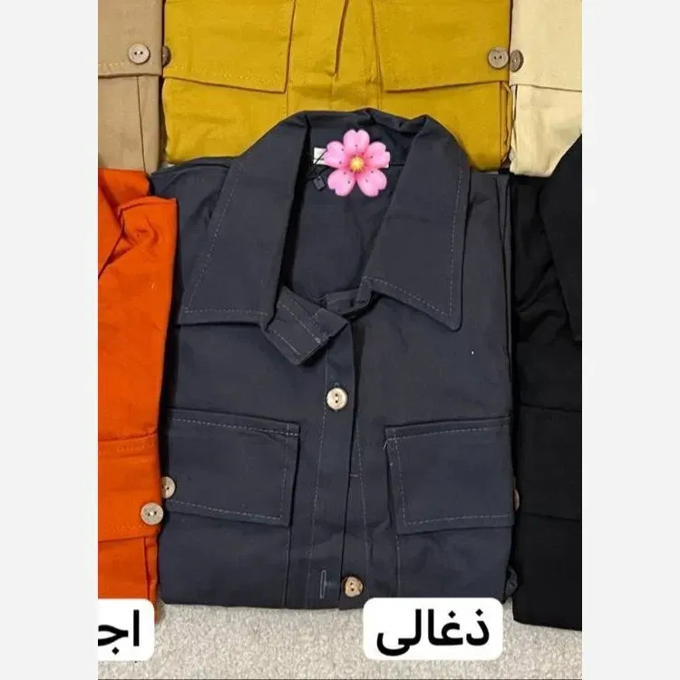 مانتو کتان دکمه چوبی رنگ ذغالی فری سایز