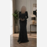 پیراهن ماکسی زنانه مدل سوین جنس کرپ کش و حریر شاین قد 155