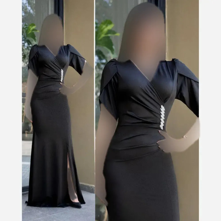 پیراهن زنانه مدل یکتا جنس غواصی رنگ مشکی قد 160 سایز 46 تا 50