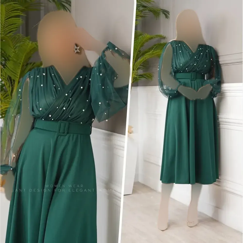 پیراهن زنانه کرپ مدل لیبرا رنگ سبز قد 130 سایزبندی 38 تا 50