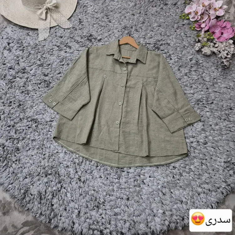 شومیز زنانه پیله دار مدل سیتا جنس شانتون فری سایز