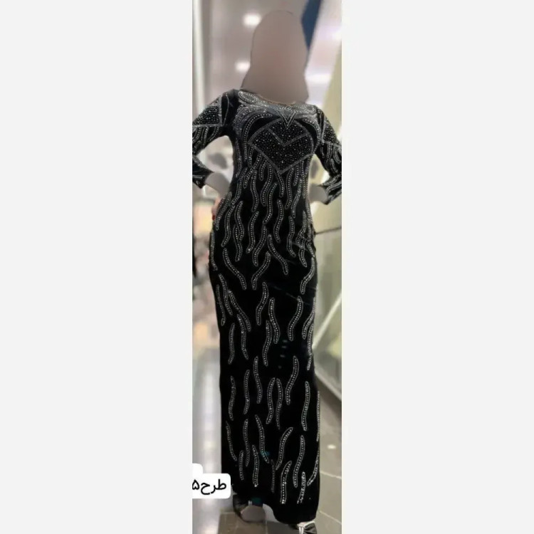 پیراهن ماکسی مجلسی زنانه مخمل نگین دار چاک دار سایز 38 تا 50
