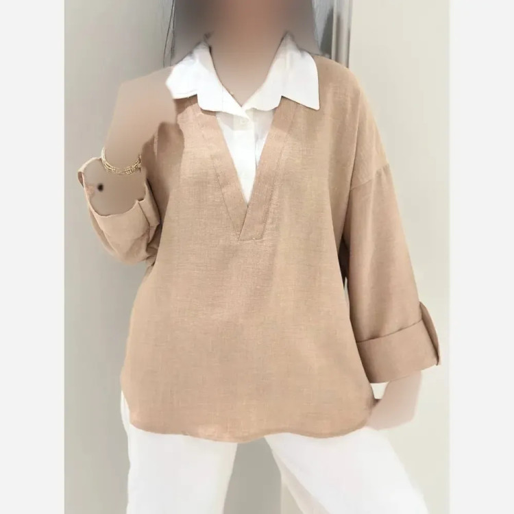 شومیز زنانه مدل ملکا جنس شانتون درجه یک سایز 38 تا 46