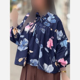 شومیز عروسکی گلدار لنین ایتالیایی فری سایز زنانه