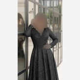 پیراهن مجلسی زنانه دانتل چمنی سنگدوزی شده کاپدار و آستردار سایز بزرگ 40 تا 58