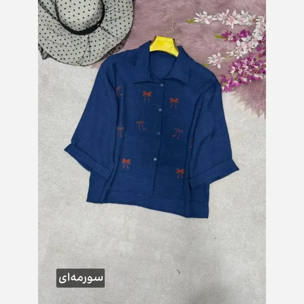 شومیز زنانه گلدوزی مدل میرا جنس شانتون فری سایز 38 تا 46