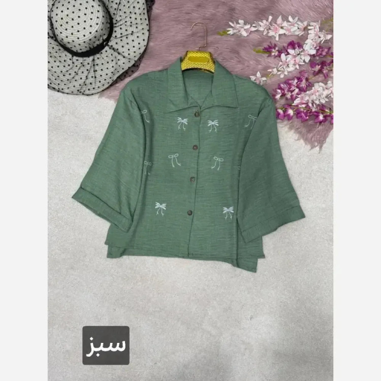 شومیز زنانه گلدوزی مدل میرا جنس شانتون فری سایز 38 تا 46