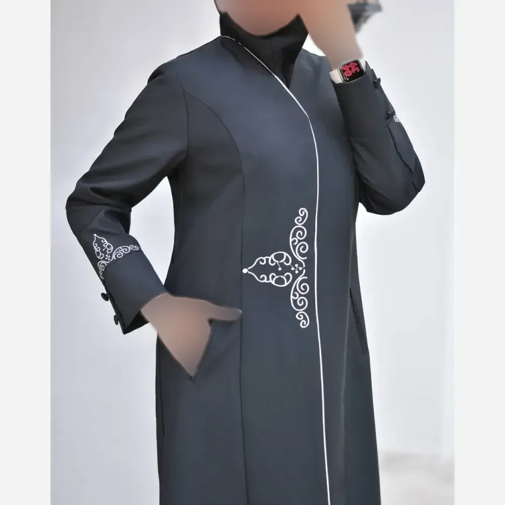مانتو و شلوار اداری زنانه مدل سلما جنس فاستونی گلدوزی شده