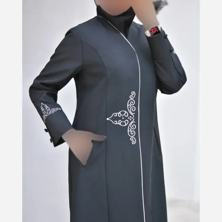 مانتو و شلوار اداری زنانه مدل سلما جنس فاستونی گلدوزی شده