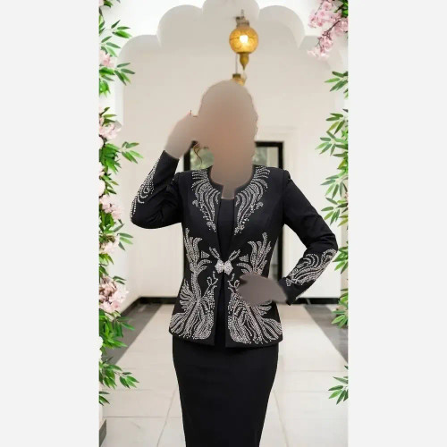 ست سارافون و کت زنانه جنس کرپ مازراتی در رنگبندی متنوع سایز 42 تا 54