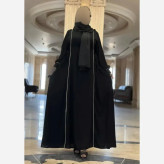 مانتو عبایی زنانه مدل سالومه جنس الیزه درجه یک رنگ مشکی فری سایز