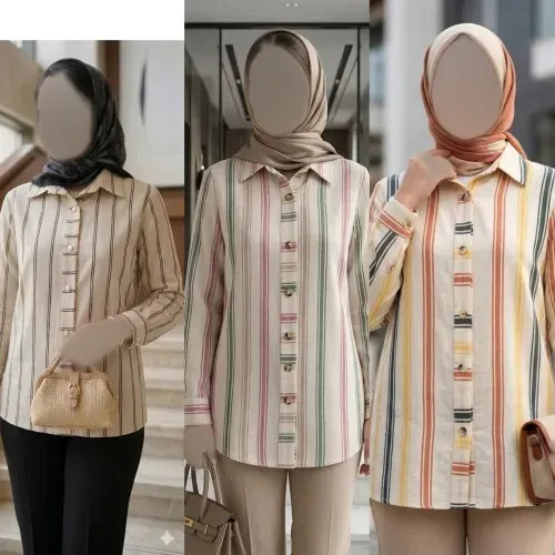 شومیز یقه مردانه لینن ترک مدل ژینا مناسب سایز 36 تا 48