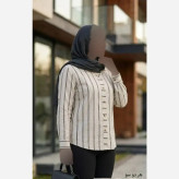 شومیز یقه مردانه لینن ترک مدل ژینا مناسب سایز 36 تا 48