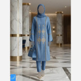 مانتو گلدوزی شده زنانه مدل آوا پارچه شانتون اسلپ سایز 36 تا 56