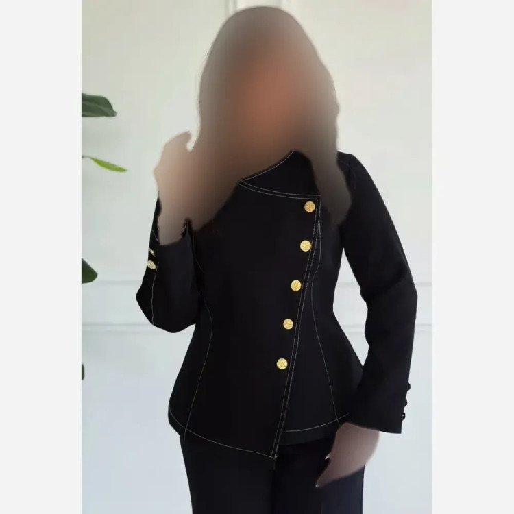 کت شلوار زنانه مدل لاله جنس کرپ مازراتی رنگ مشکی