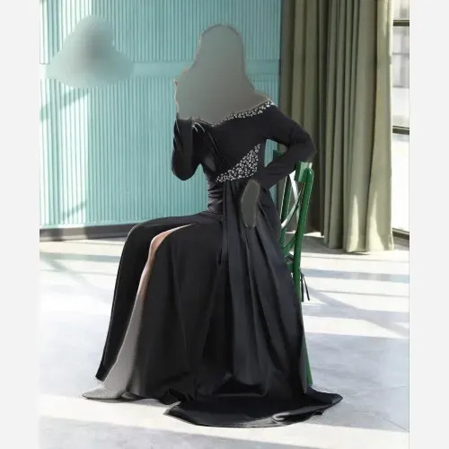 پیراهن مجلسی زنانه مدل نیلسا پارچه مازراتی و ساتن سنگدوزی شده سایز 38 تا 50