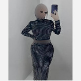 ست کراپ و دامن مخمل نگین دار مجلسی زنانه سایز 36 تا 48