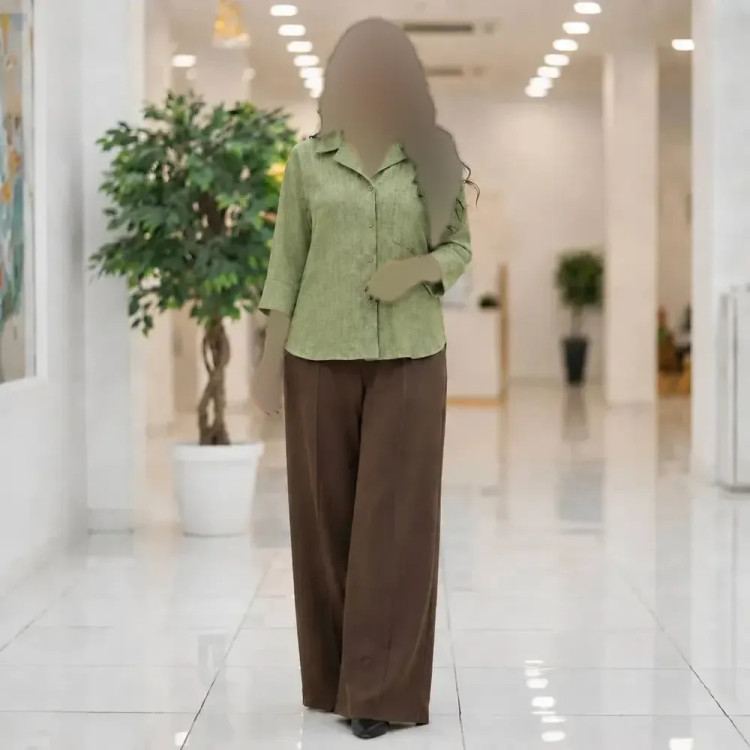 شومیز باکسی نیمه کیمونو آستین سه ربع جنس شانتون صوفیا فری سایز