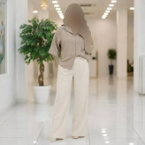 شومیز باکسی نیمه کیمونو آستین سه ربع جنس شانتون صوفیا فری سایز