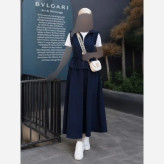 ست دو تیکه وست و دامن لنین زنانه فری سایز