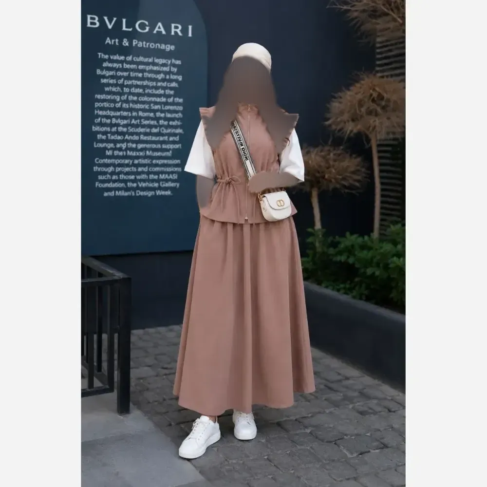 ست دو تیکه وست و دامن لنین زنانه فری سایز