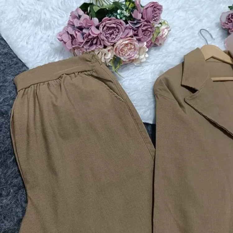ست کت و شلوار زنانه کتان کش فری سایز 38 تا 46