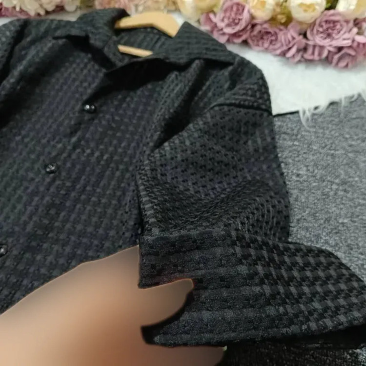 شومیز مانتویی باکسی حصیری زنانه فری سایز مناسب 38 تا 48