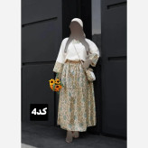 ست 4 تیکه زنانه کاترینا شامل شومیز لنین و دامن بوگاتی به همراه کیف و کمربند سایز 38 تا 46