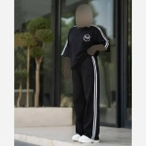 ست تیشرت و شلوار زنانه مدل نیکیتا جنس پنبه گلکسی رنگ مشکی سایز فری سایز