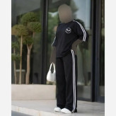 ست تیشرت و شلوار زنانه مدل نیکیتا جنس پنبه گلکسی رنگ مشکی سایز فری سایز