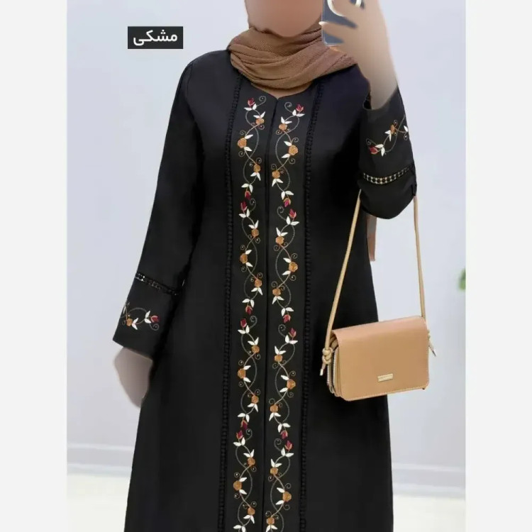 مانتو مزونی شانتون صوفیا یقه گرد دکمه مخفی سایز بزرگ 40 تا 54