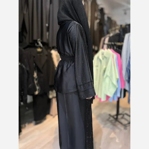 ست شومیز و شلوار زنانه مجلسی ساتن ویونا نگیندار مشکی